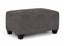 Part of the Fairmont Collection by Franklin Furniture Corp., the Fairmont Shasta Charcoal Ottoman 25619-3043-05 is a stylish home furnishing, featuring a rectangular gray upholstered design with short black wooden legs, set against a plain white background.