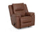 A Ransom Astrid Cedar Recliner 6515-3584-12 by Franklin Furniture Corp., upholstered in brown leather with plush cushions, padded armrests and backrest, and equipped with a reclining lever on the side, set against a plain white background.