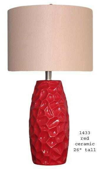 H & H Lamp 1433 Red Ceramic Lamp.
