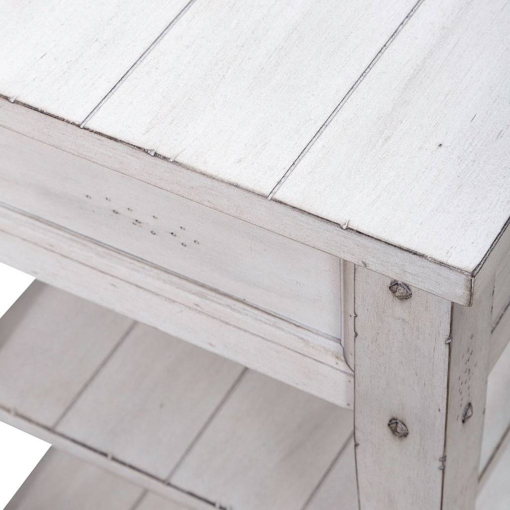 Lake House White Chairside End Table 110W-OT1021