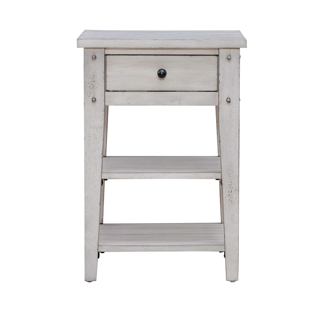 Lake House White Chairside End Table 110W-OT1021