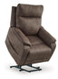 Crestmeade Espresso Lift Chair 1350412 in brown faux leather on a black metal base.