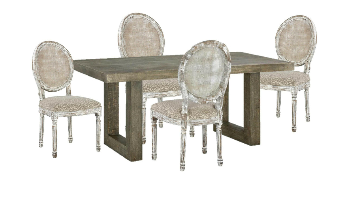 22544/52519 Robertson Table & 4 Maxwell Snow Leopard Chairs