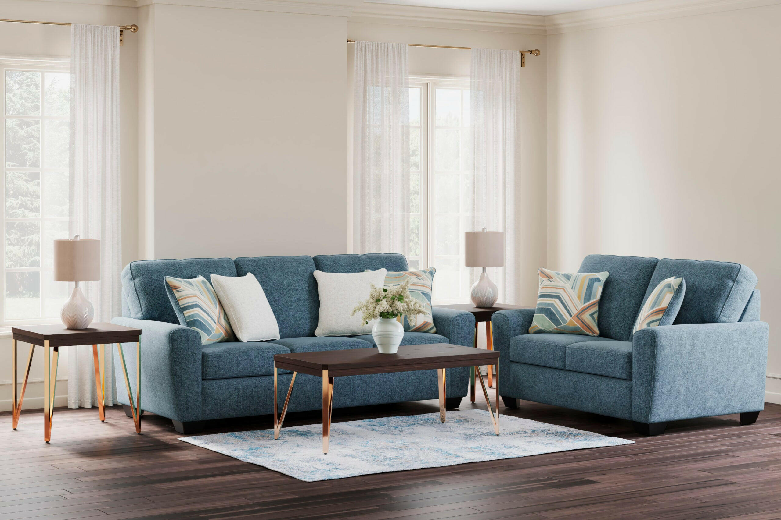 Cashton Blue Sofa & Loveseat 40605