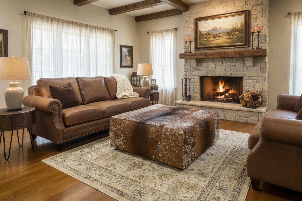 Longhorn Dark Ottoman 4155H51 Main image