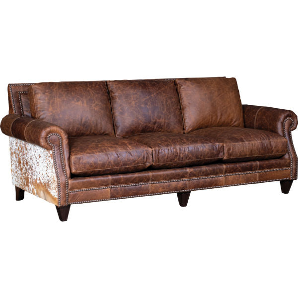 Coyote Tan Leather Longhorn Dark Hide Sofa 4300LH10