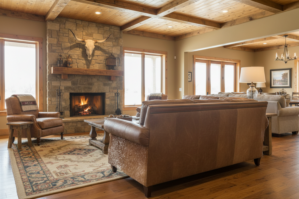 Coyote Tan Leather Longhorn Dark Hide Sofa 4300LH10