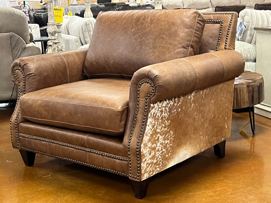 Coyote Tan Leather Longhorn Dark Hide Chair 4300LH40
