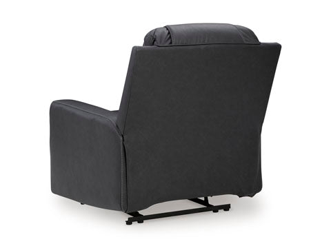 Back view of the dark gray faux leather Mackmenville Carbon Recliner 7471329.