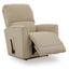 Beige La-Z-Boy Cade Recliner 803-10-D2068-71 rocking recliner with a manual lever on the side and the footrest extended in a waterfall chaise seat design.