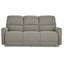The La-Z-Boy Cade Reclining Sofa 803-444-D2068-71 is a gray upholstered three-seat reclining sofa with plush seating and wide armrests, shown from the front against a white background. Its compact frame delivers comfort without sacrificing space, making it perfect for any modern living room.
