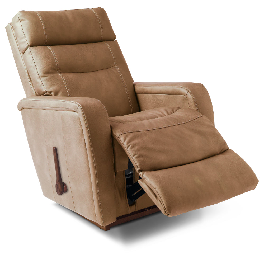 La-Z-Boy Baron Recliner 807-10-E2036-75 in tan, featuring a side handle and extended bucket chaise seat.