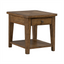 The Liberty Furniture Carolina Park End Table 930-OT1020 features a medium brown finish with visible wood grain, a single storage drawer with a small round handle, straight legs, and a lower shelf for added functionality—blending classic style with practical design.