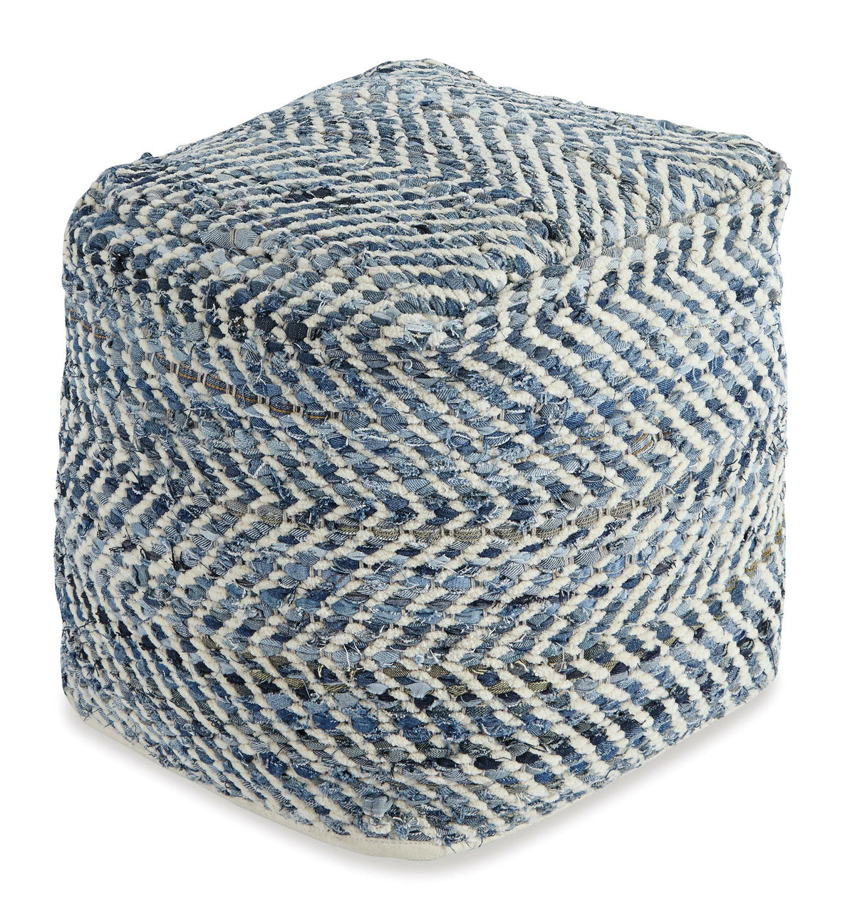 Denim Chevron Pouf A1000445