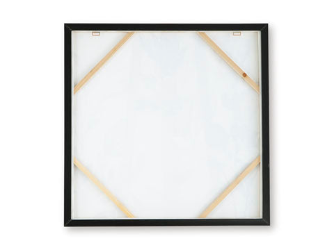 Back view of the Trulow Picture A8000504, a square botanical wall art piece in a black frame with wooden support bars.