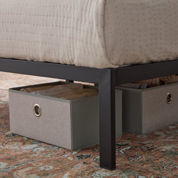 Metal Upholstered Charcoal Queen Size Bed BS0002MUBQQCH