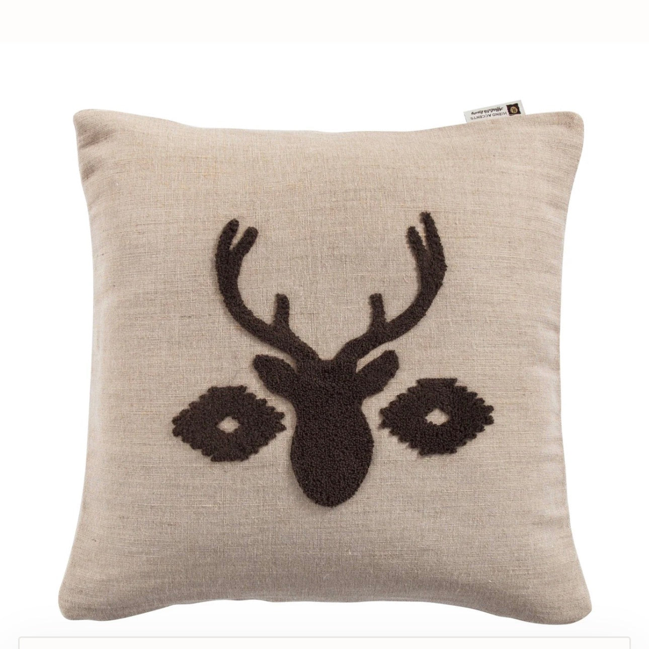 HiEnd Accents Aztec Deer Bust Embroidered Burlap Throw Pillow Main image