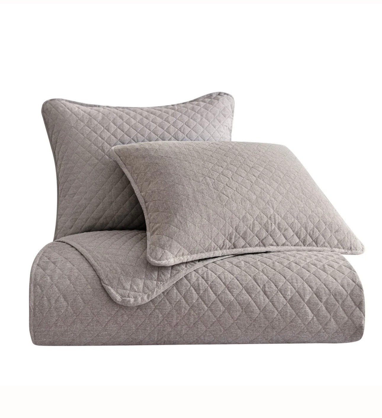 HiEnd Accents, Anna Diamond Quilted King Coverlet Set, Taupe Main image