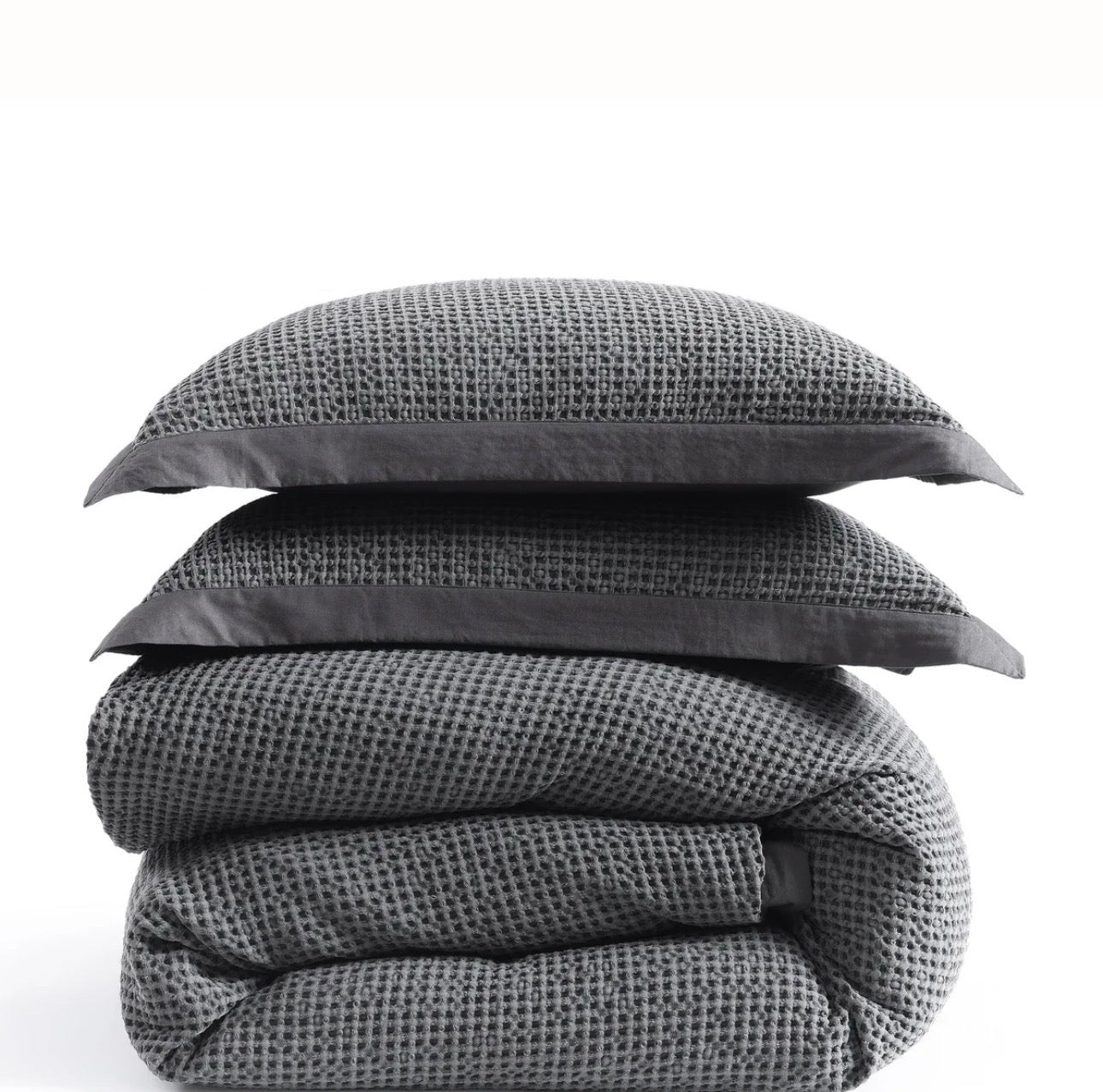 HiEnd Accents, Stonewashed Cotton Waffle Weave King Duvet Cover Set Secondary image