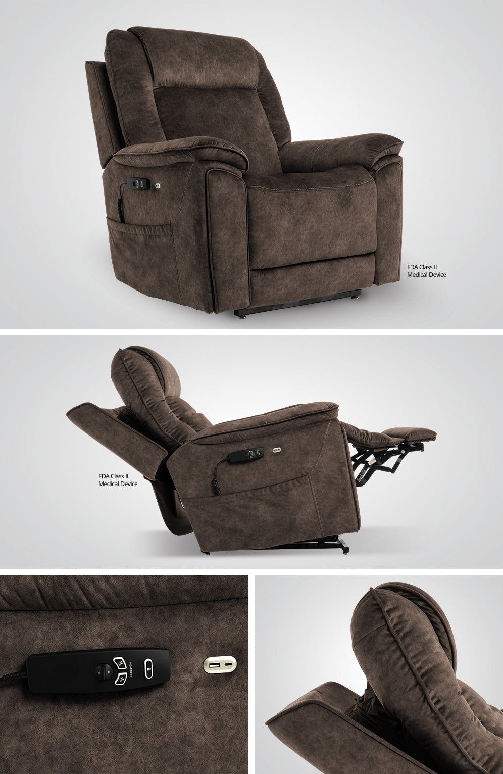 Trio Elevato Kaysen Chocolate Lift Chair MM5401-RKC-A01