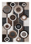 The Guintte Rug R403972 is a modern area rug with an abstract geometric design of stacked circles in shades of brown, gray, black, and beige on a rectangular grid.