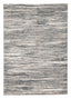 The Gizela Rug R404861 by Ashley is a rectangular area rug featuring a textured, abstract pattern in shades of gray, white, and beige. Its plush pile offers extra comfort underfoot, while the colors create a subtle, wavy striped effect across the surface.