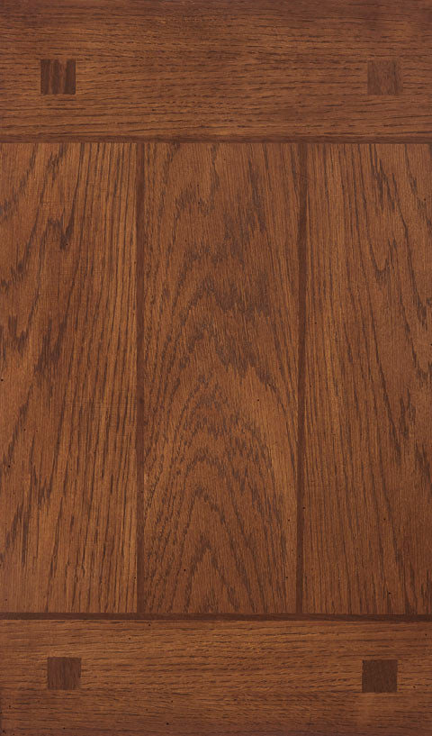 Breegin Brown Chairside End Table T007-319 in medium brown Mission-style with vertical paneling and small square decorative inlays at the top and bottom corners.