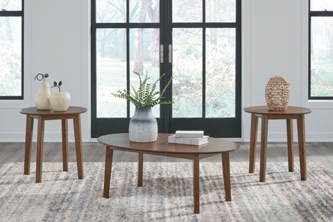 Gordonay Brown Cocktail Table and 2 End Tables T155-13