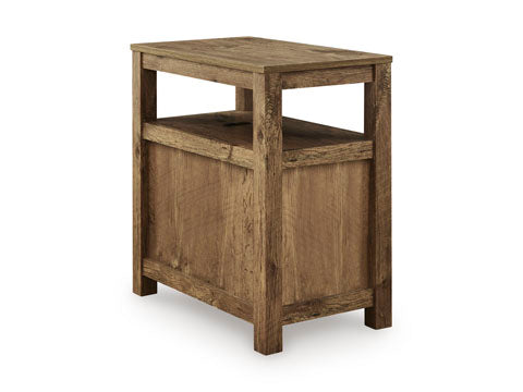 Fendenmore Brown Chairside End Table T190-117 in a rustic brown finish with an open top shelf and a solid lower cabinet.