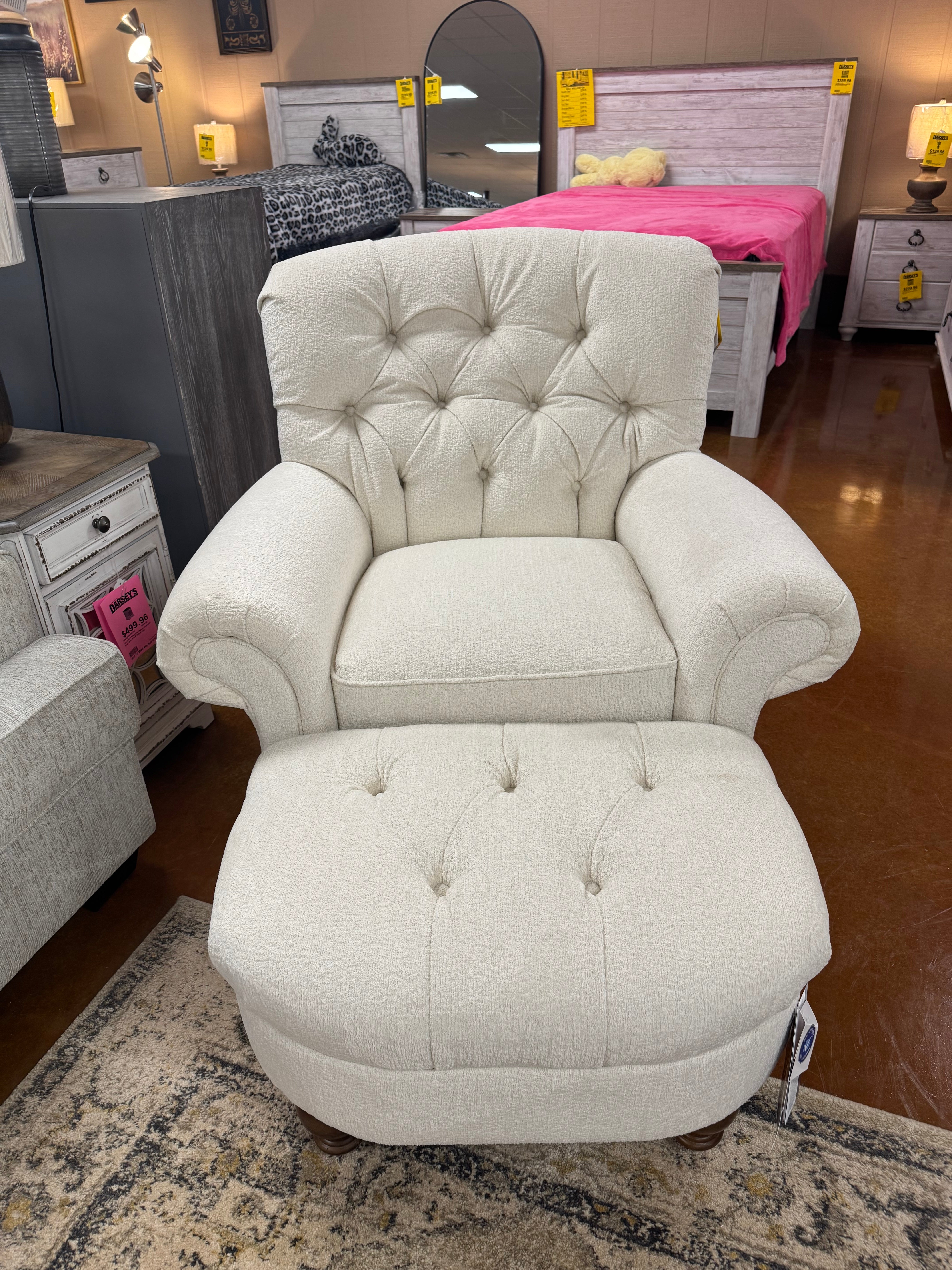 Christabel Snow Chair and Ottoman 7010DW/0070DW-20547 - Darseys Furniture & Mattress