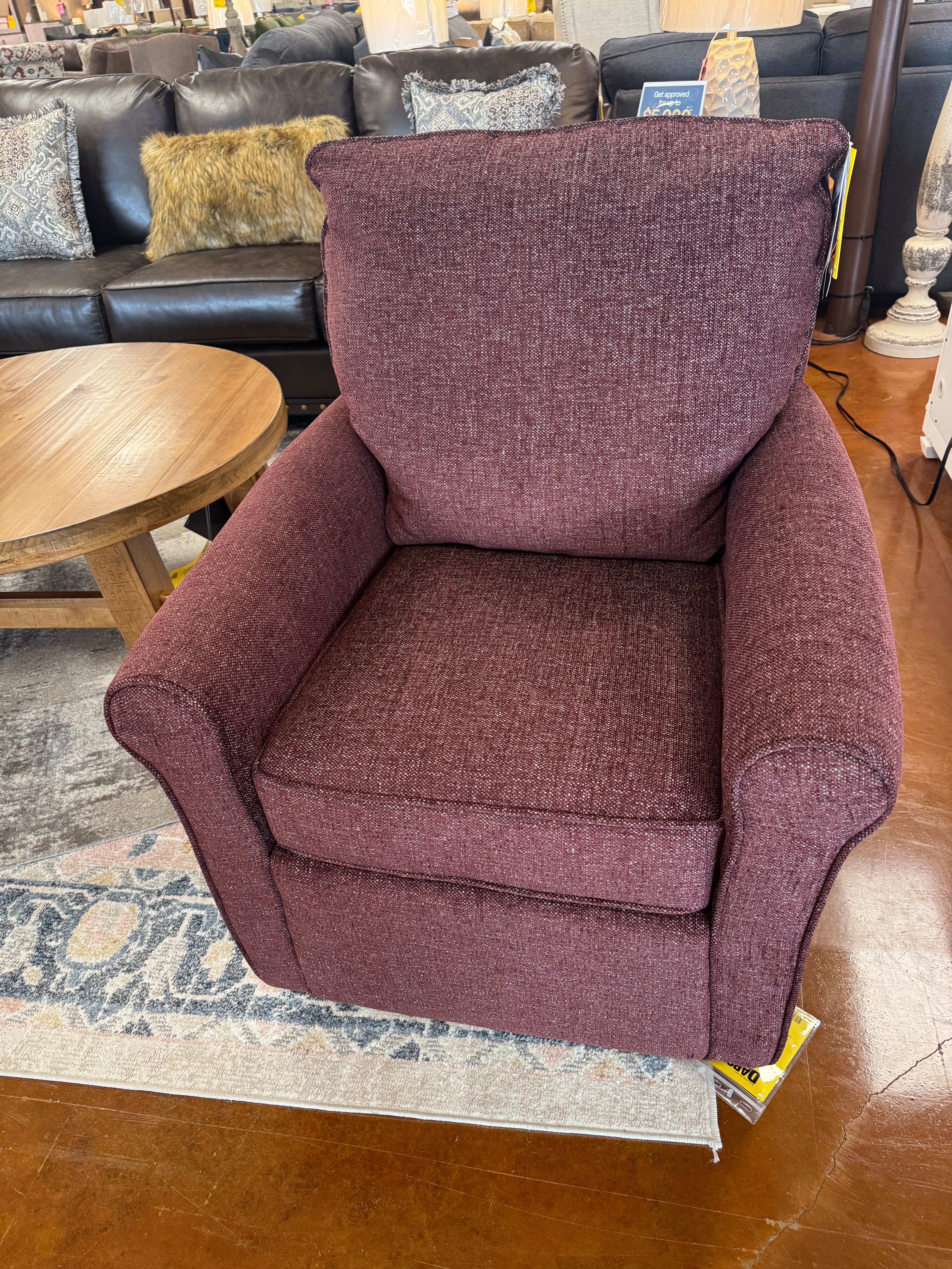 Kacey Swivel Chair Wine 5027-18918 - Darseys Furniture & Mattress