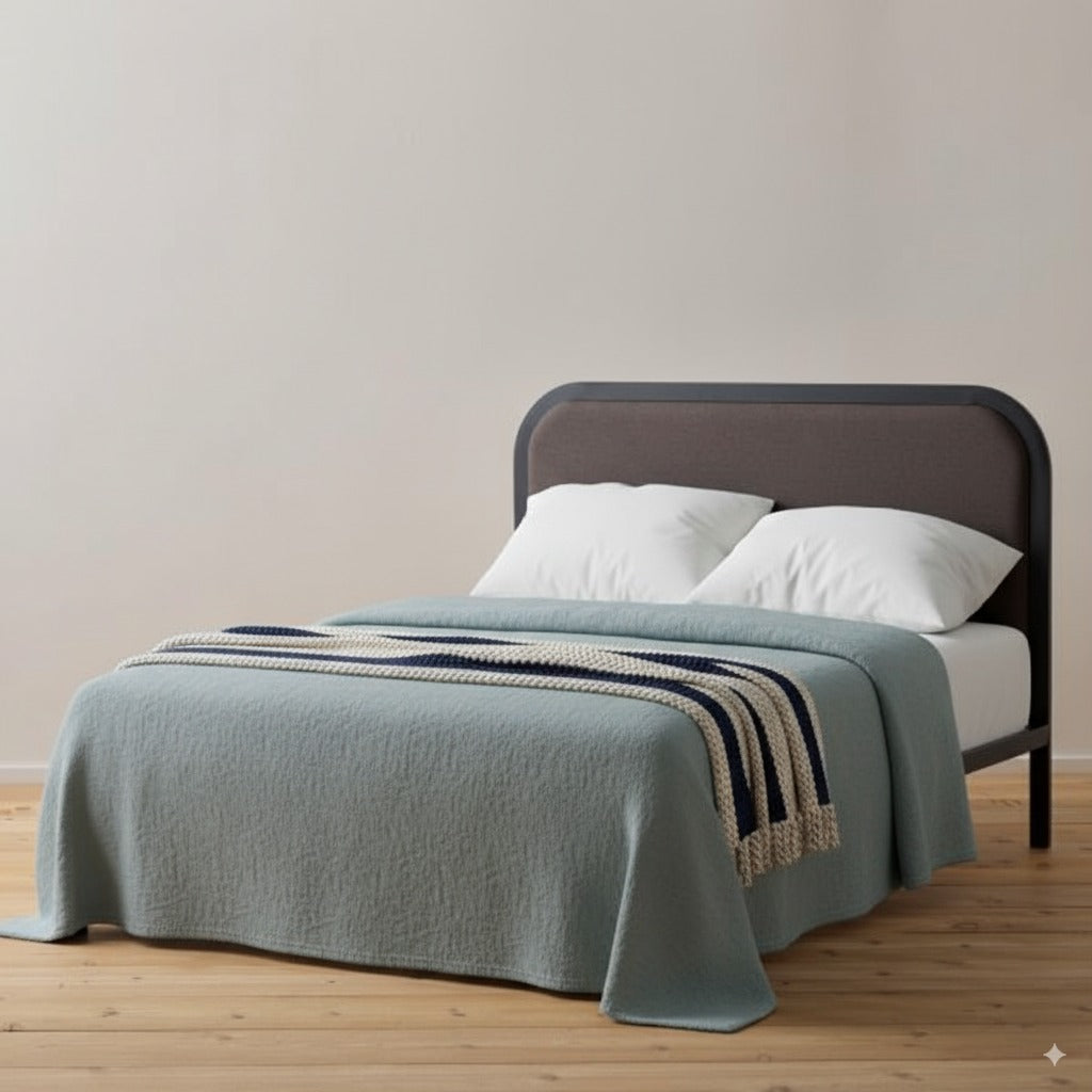 Metal Upholstered Charcoal King Size Bed BS0002MUBKKCH