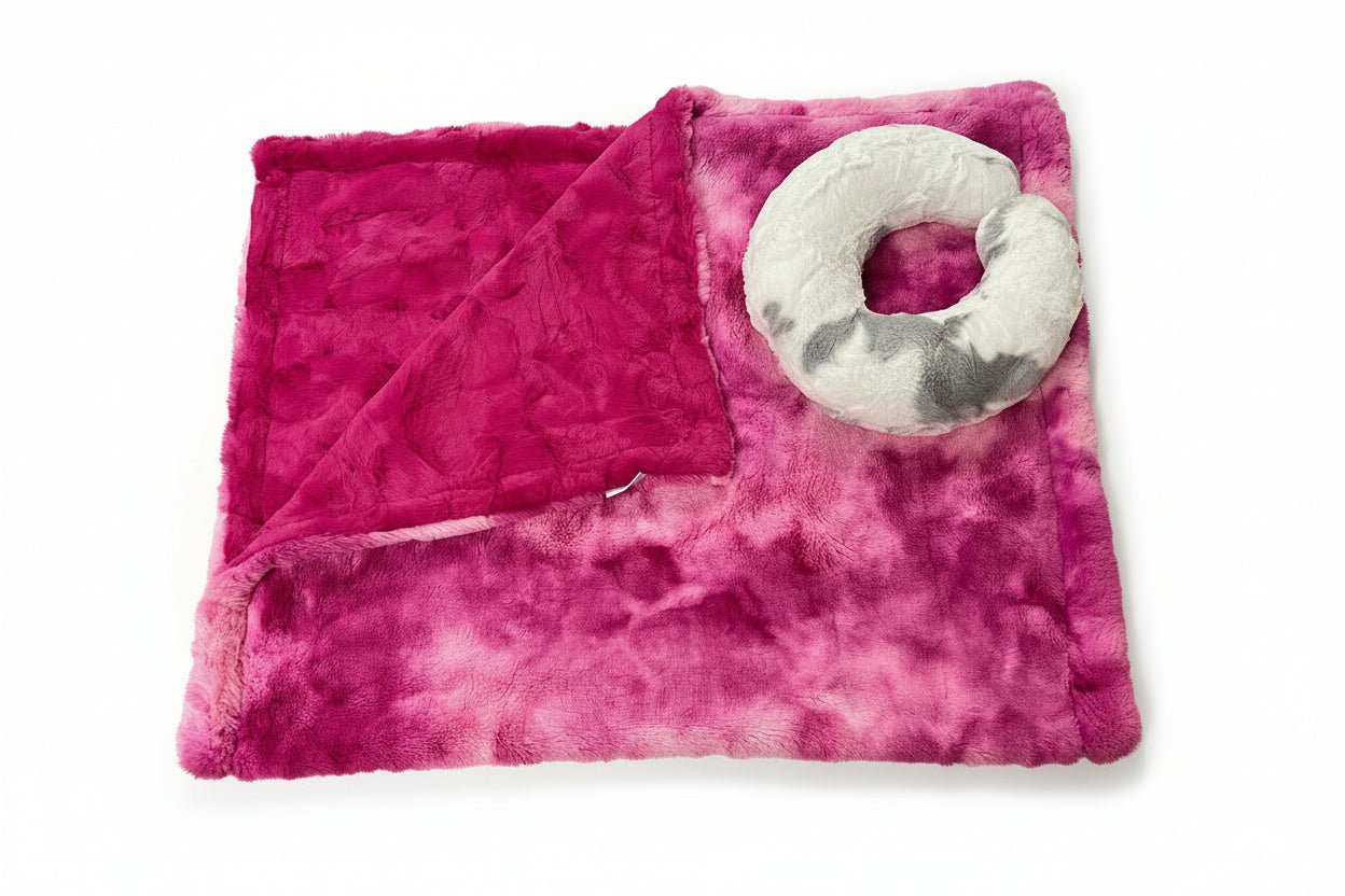 Cerise Fusion Bunny Cerise Hide Tinsel Calf Travel Set Lap Size 36"x60" Secondary image
