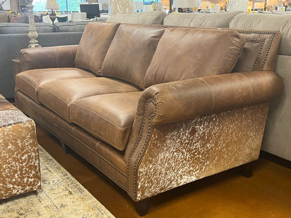 Coyote Tan Leather Longhorn Dark Hide Sofa 4300LH10 - Darseys Furniture & MattressMayo