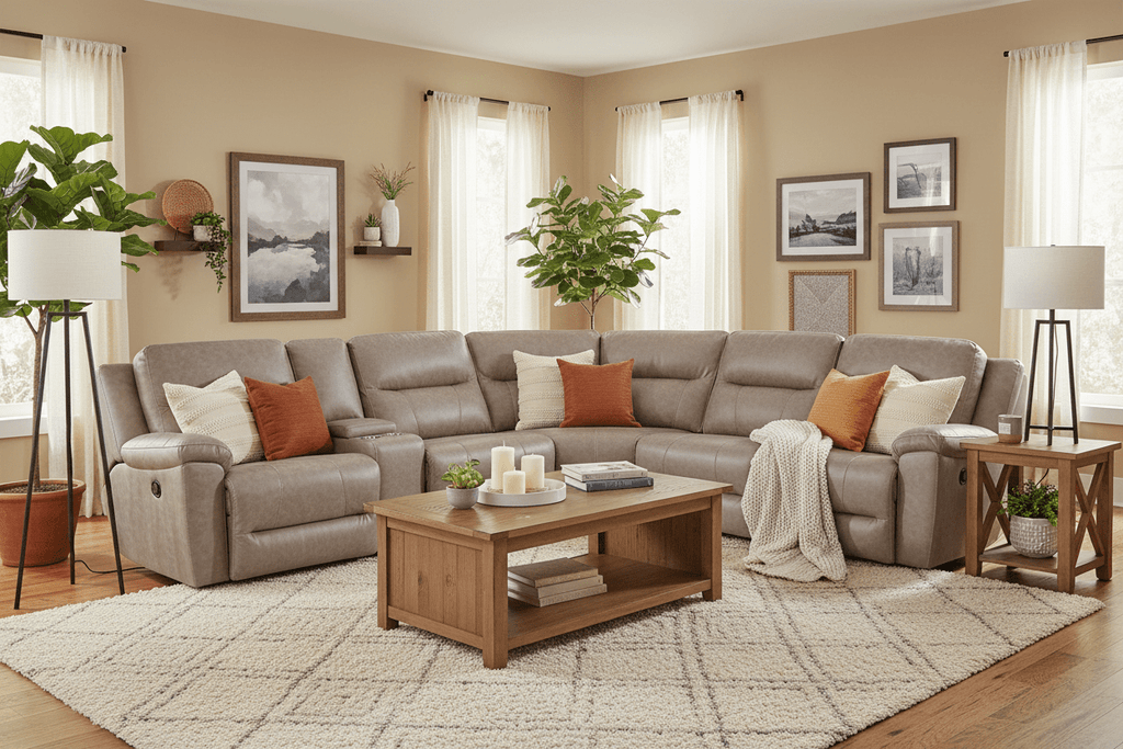 Davenport Duvall Greige Reclining Sectional 65901 - 02 - 03 - 07 - 77 - 99 - 3429 - 22 - Darseys Furniture & MattressFranklin Furniture Corp.