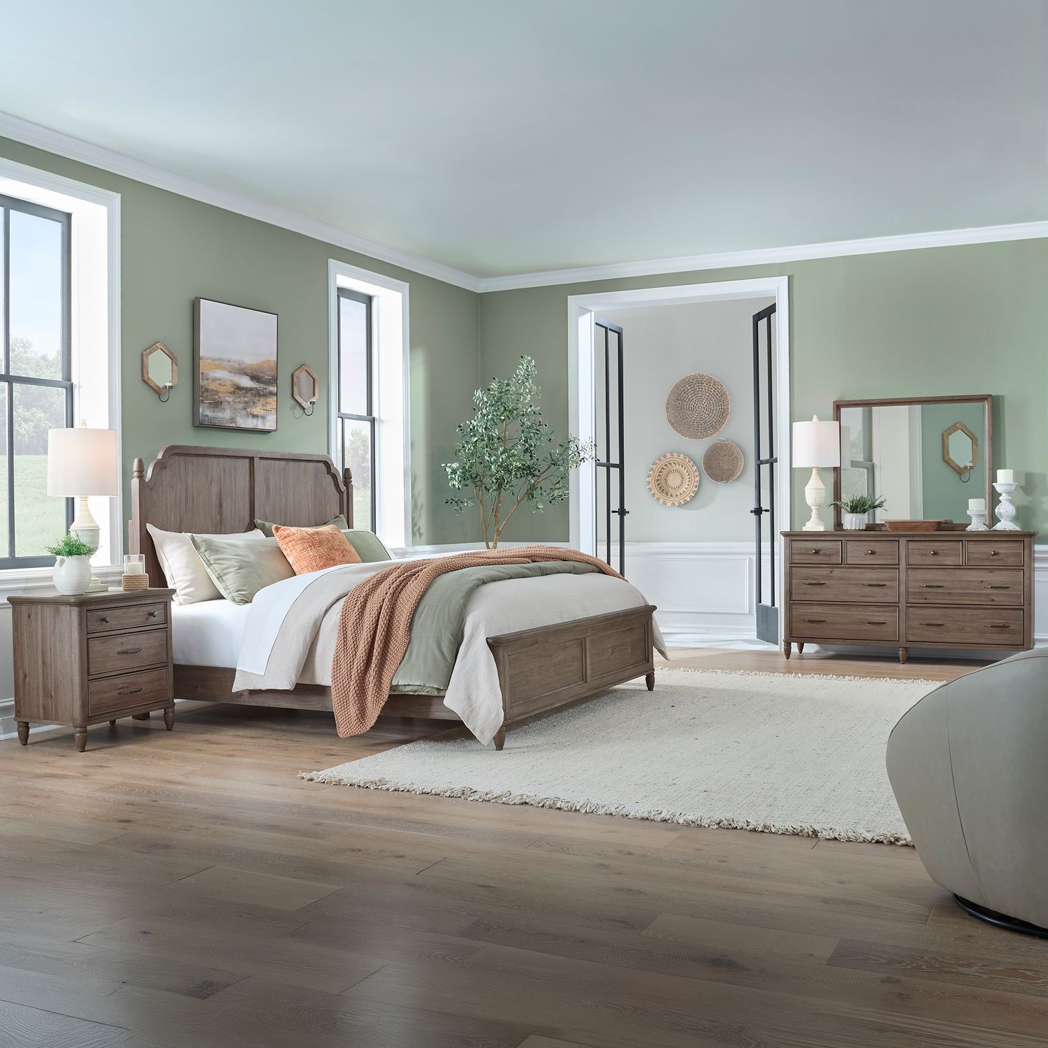 Hickory Grove Queen Bed, Dresser Mirror, Chest, and Nightstand 866 - Darseys Furniture & MattressLiberty Furniture