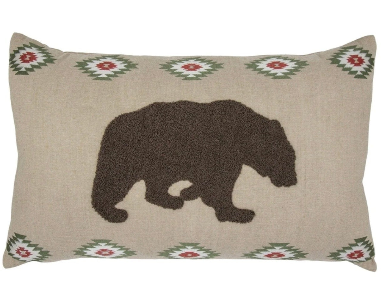 HiEnd Accents Aztec Bear Embroidered Burlap Lumbar Pillow - Darseys Furniture & MattressHi End Accents