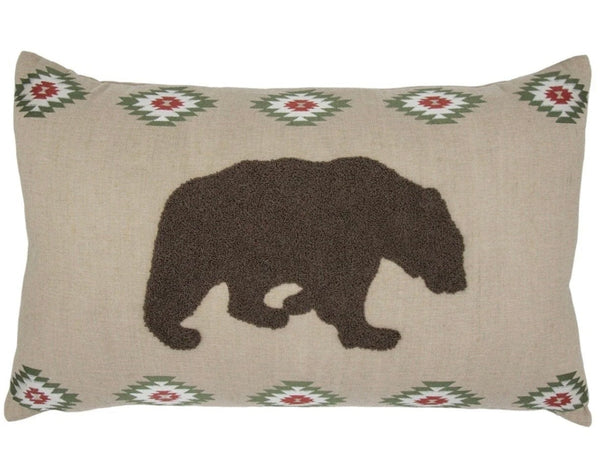 HiEnd Accents Aztec Bear Embroidered Burlap Lumbar Pillow - Darseys Furniture & MattressHi End Accents