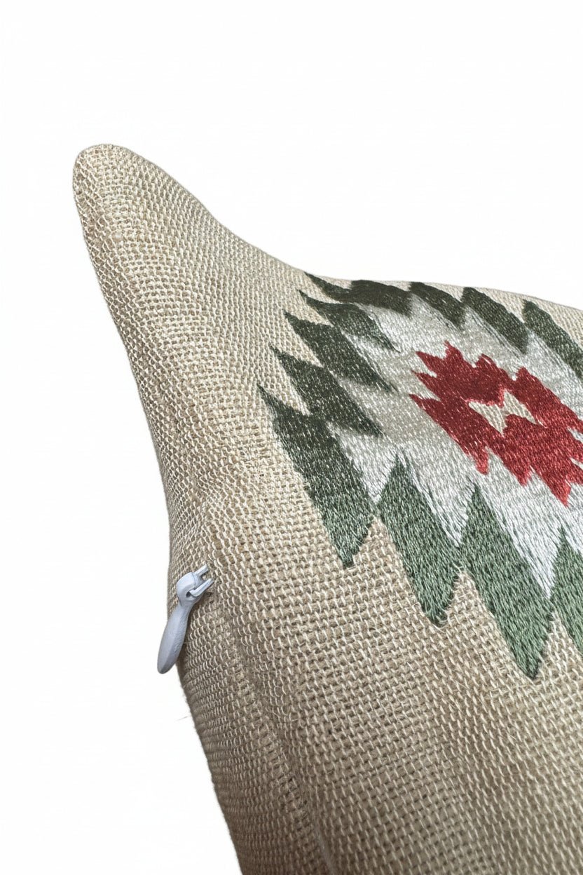 HiEnd Accents Aztec Bear Embroidered Burlap Lumbar Pillow - Darseys Furniture & MattressHi End Accents