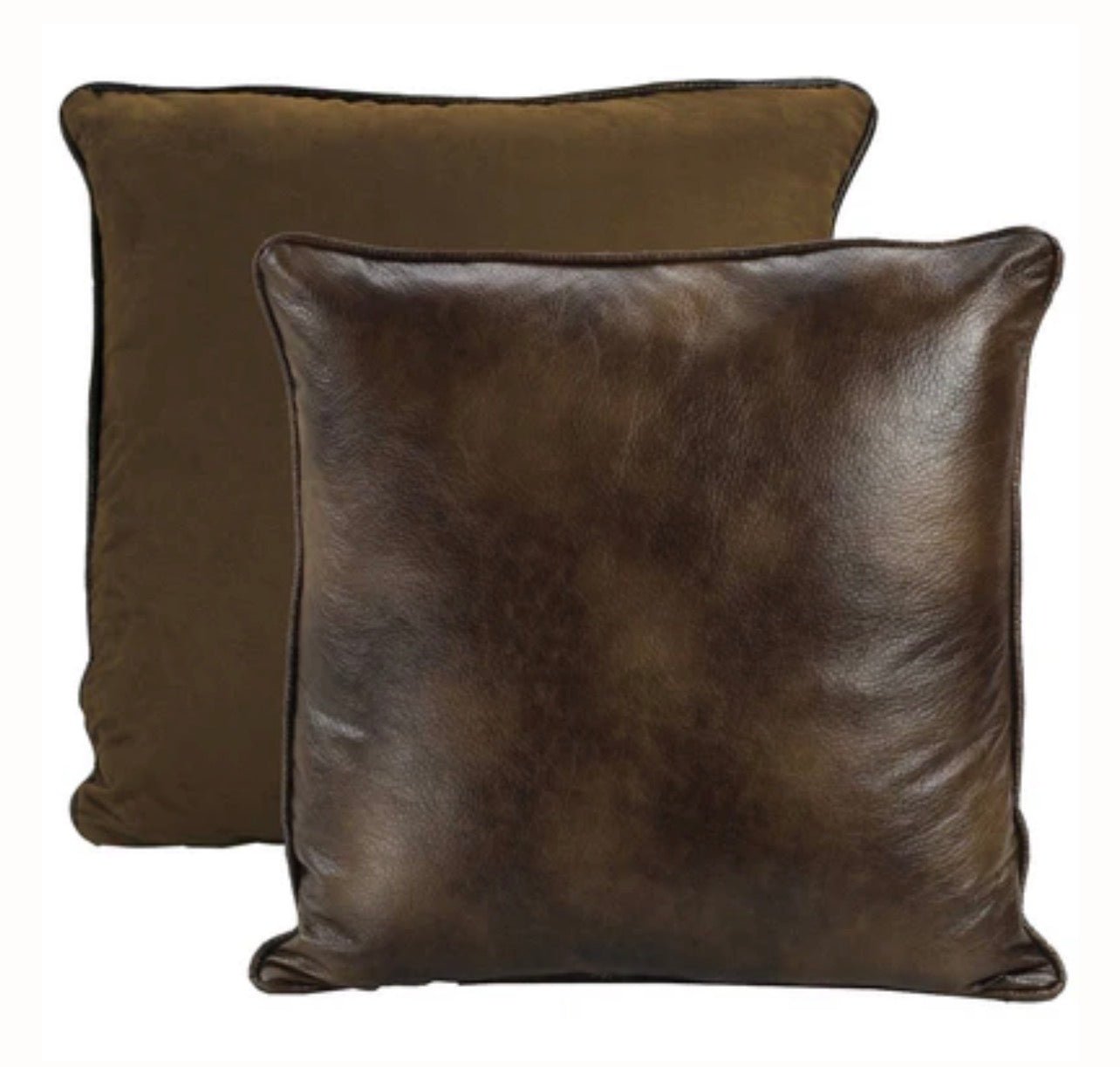 HiEnd Accents, Brown Faux Leather Euro Pillow 27" x 27" - Darseys Furniture & MattressHi End Accents Main image