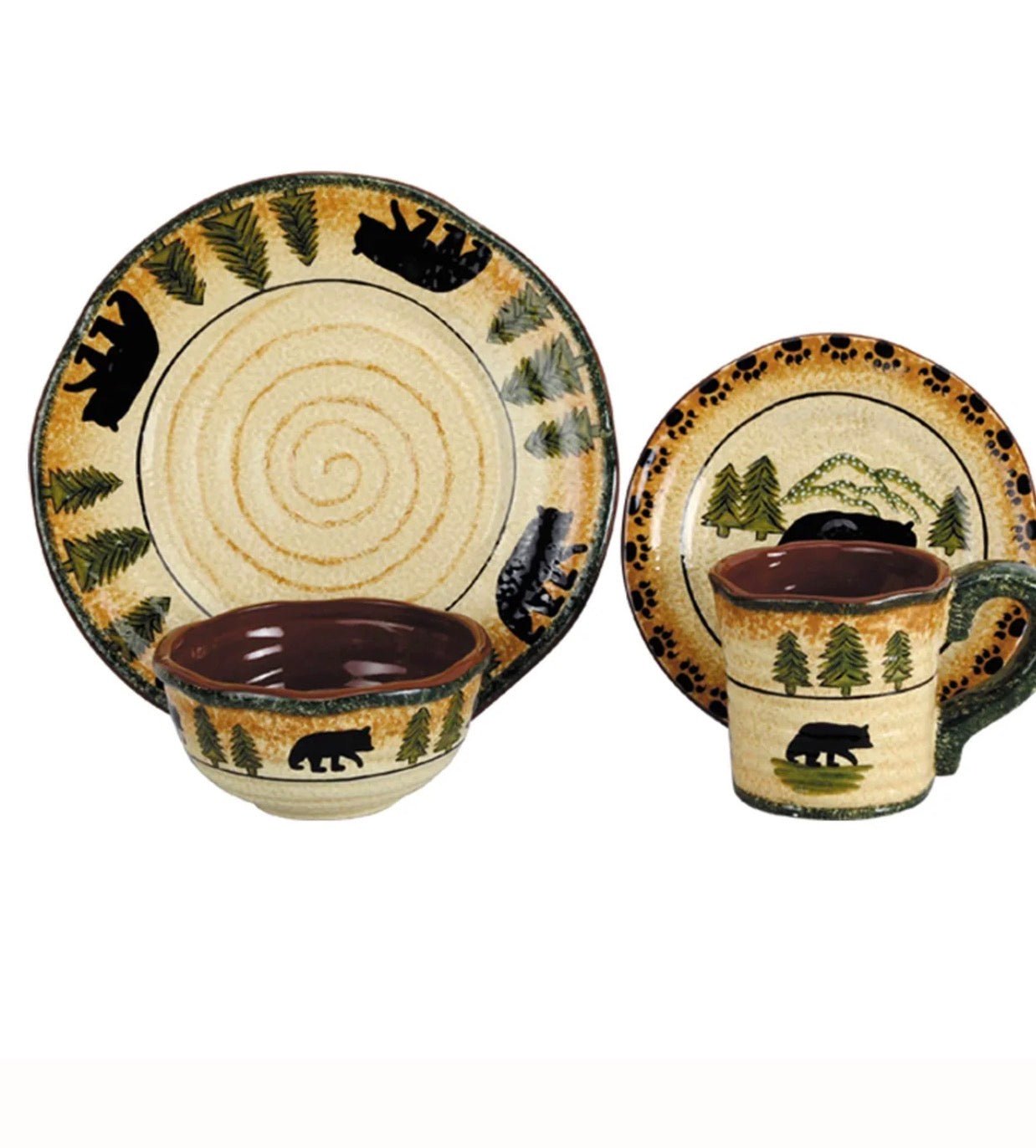 HiEnd Accents, Rustic Bear 16PC Ceramic Dinnerware Set - Darseys Furniture & MattressDarseys Furniture & Mattress