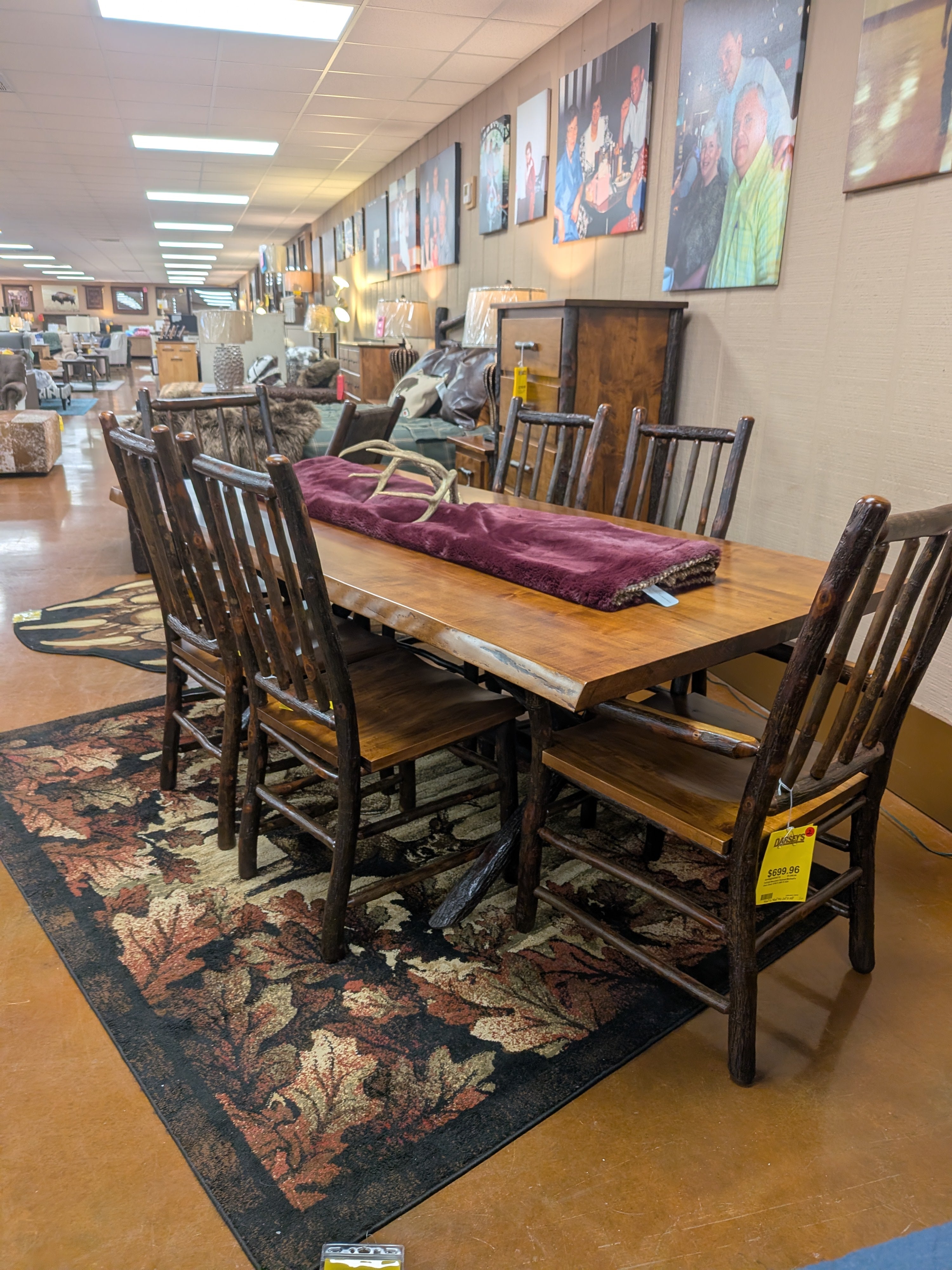 Mountain retreat Kings cottage table 4 side chairs and 2 arm chairs