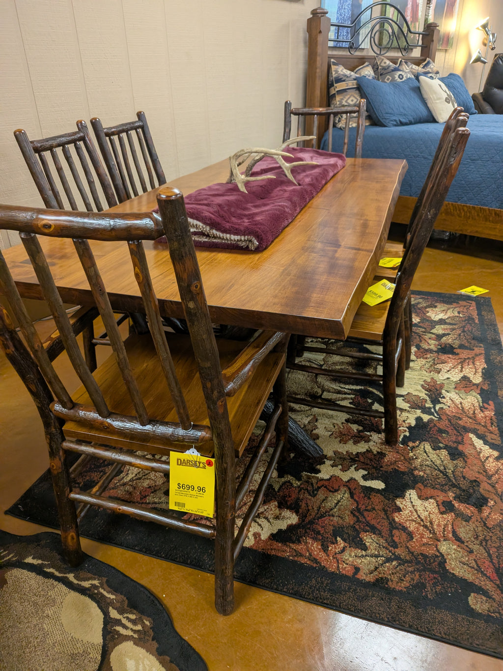 Mountain retreat Kings cottage table 4 side chairs and 2 arm chairs