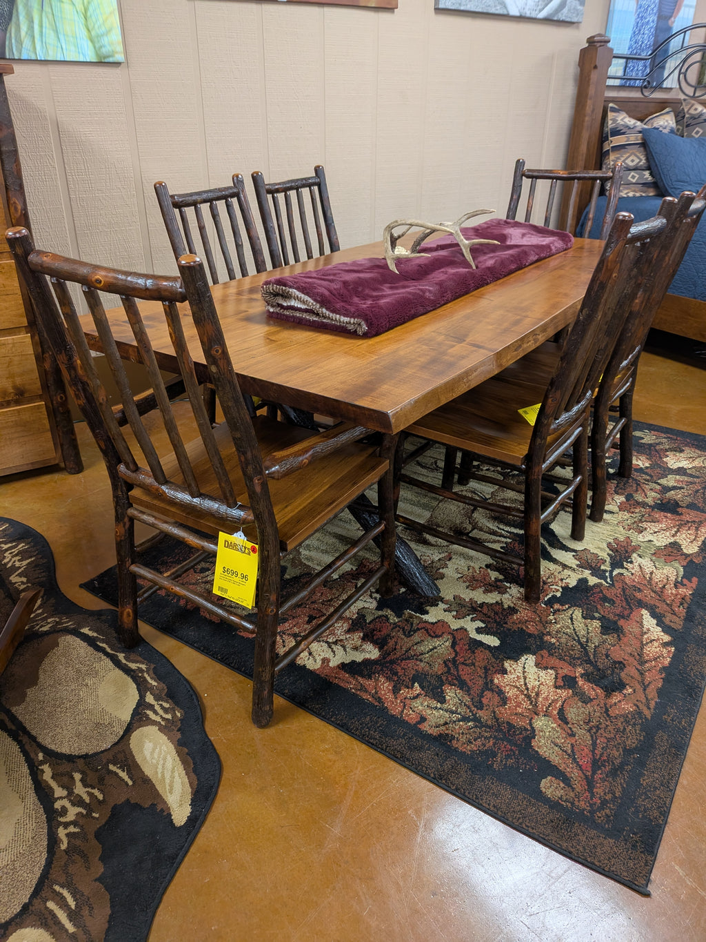 Mountain retreat Kings cottage table 4 side chairs and 2 arm chairs