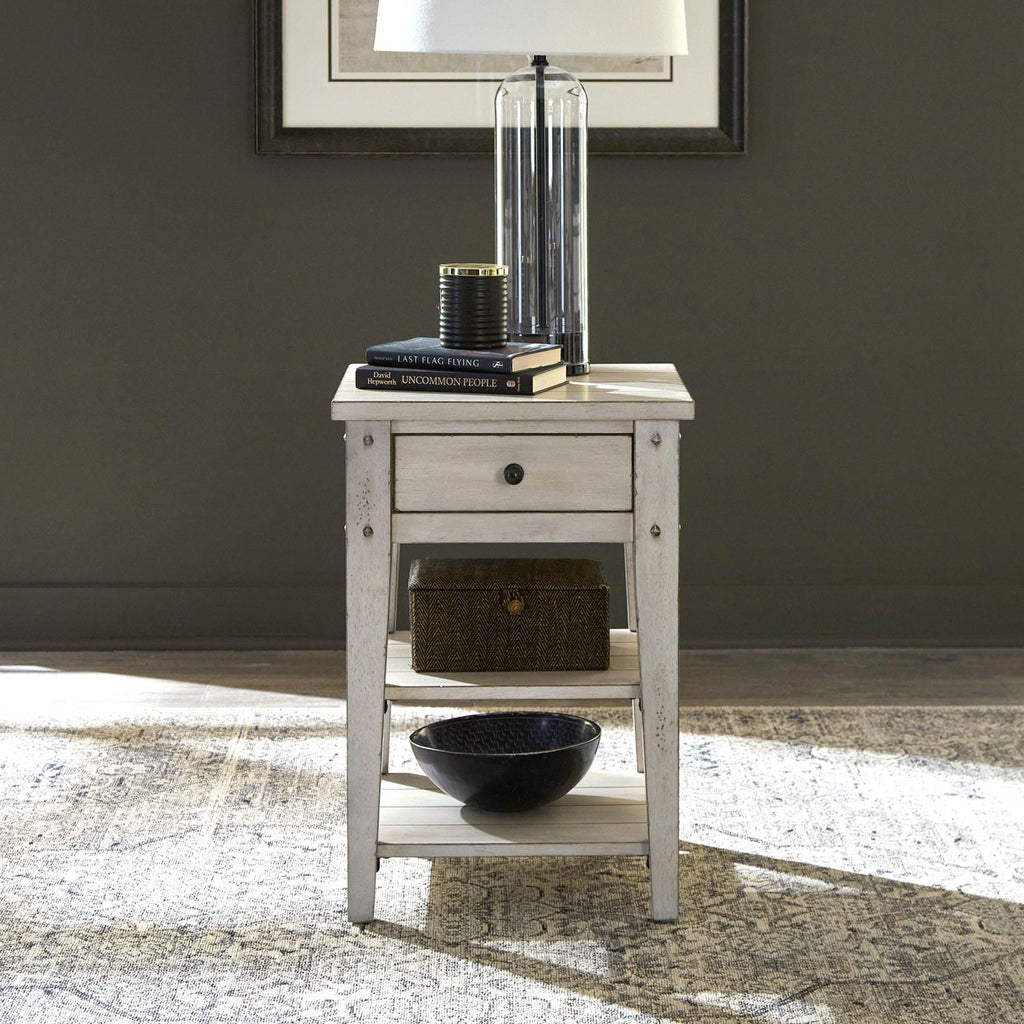 Lake House White Chairside End Table 110W - OT1021 - Darseys Furniture & MattressLiberty Furniture