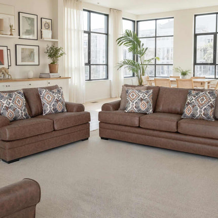 Langston Duvall Vintage Brown Sofa Loveseat and Recliner 832-3429-16 - Darseys Furniture & MattressFranklin Furniture Corp.