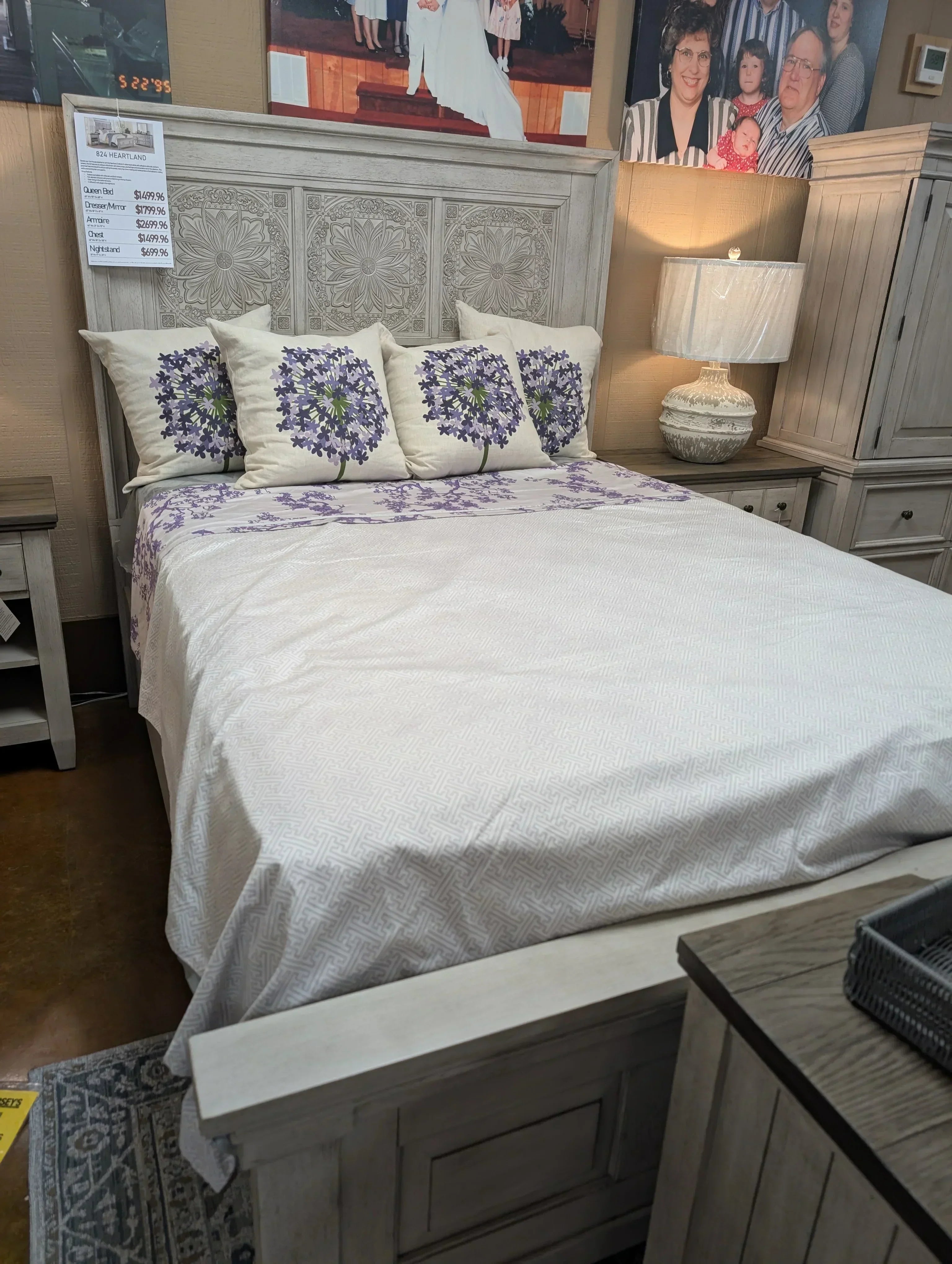 824 Heartland Queen Headboard, footboard, rails, chest and nightstand.  Bundle - Darseys Furniture & Mattress
