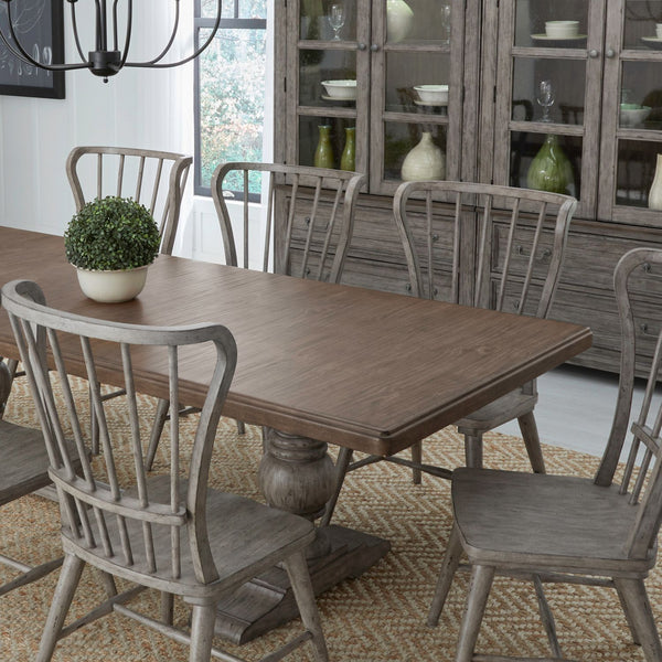 River Place Gray Table and 8 Chairs 237G-T4402/P4402/C1000S - Darseys Furniture & Mattress