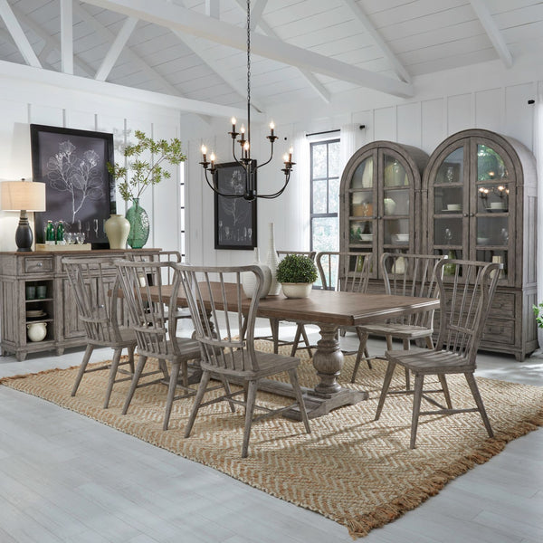 River Place Gray Table and 8 Chairs 237G-T4402/P4402/C1000S - Darseys Furniture & Mattress
