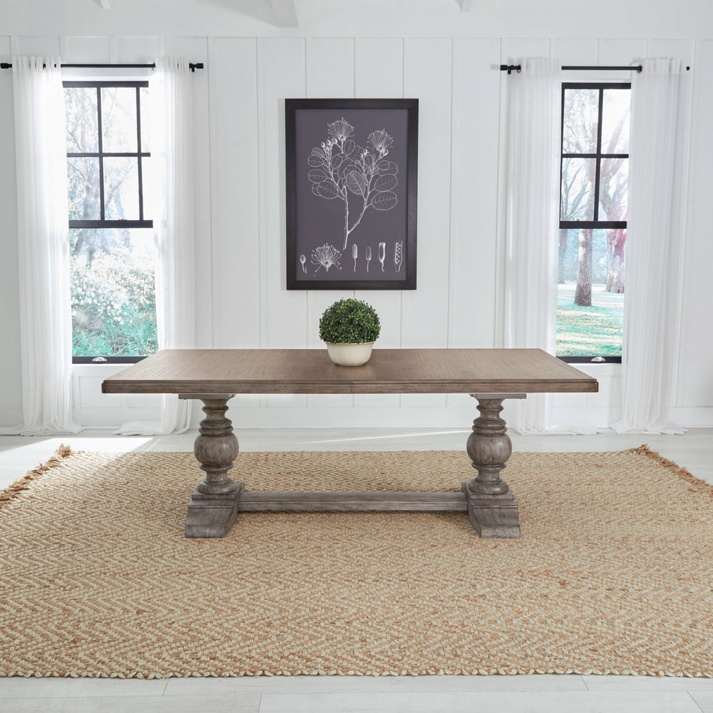 River Place Gray Table and 8 Chairs 237G-T4402/P4402/C1000S - Darseys Furniture & Mattress